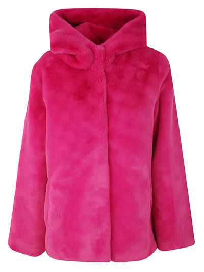Betta Corradi Single Breasted Hooded Coat In Purple