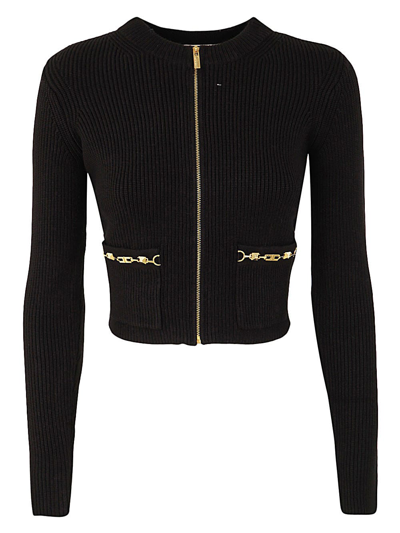 Elisabetta Franchi Short Bomber Jacket With Pockets In Black