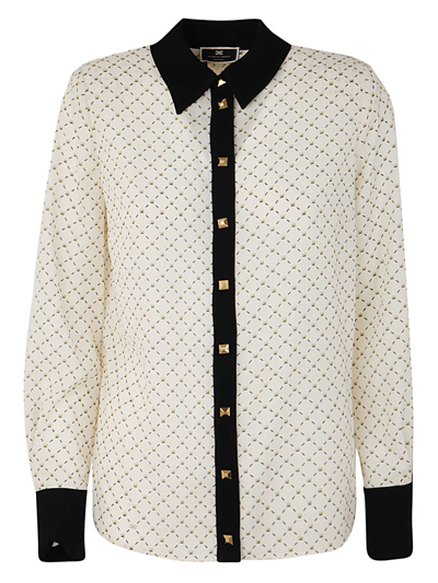 Elisabetta Franchi Contrast Shirt In Butter Black