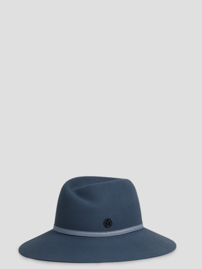 Maison Michel Virginie Felt Fedora Hat In Denim Blue
