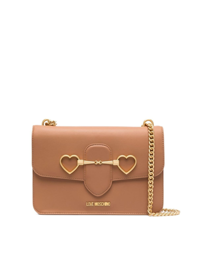 Love Moschino Small Crossbody With Flap In Camel
