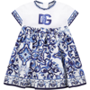 DOLCE & GABBANA WHITE DRESS FOR BABY GIRL WITH LOGO