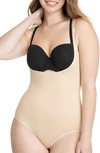 Shapermint Open Bust Shaper Bodysuit In Beige