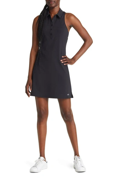 Alo Yoga Charmed Point Collar Sleeveless Tennis Dress In Black | ModeSens