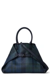 AKRIS SMALL AL PLAID WOVEN LEATHER TOTE