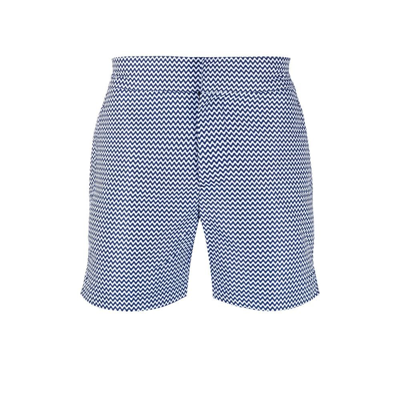 Frescobol Carioca Blue Zigzag Print Swim Shorts