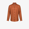 Frescobol Carioca Antonio Regular-fit Cutaway-collar Linen Shirt In Orange