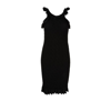 Alexander Wang Black Ruched Ruffle-trim Midi Dress In Black