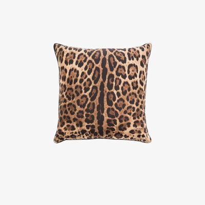 Dolce & Gabbana Brown Duchesse Leopard Print Large Cushion