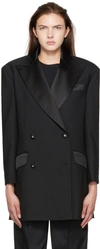 Dolce & Gabbana Double-breasted Oversized Tuxedo Blazer In N0000 Nero