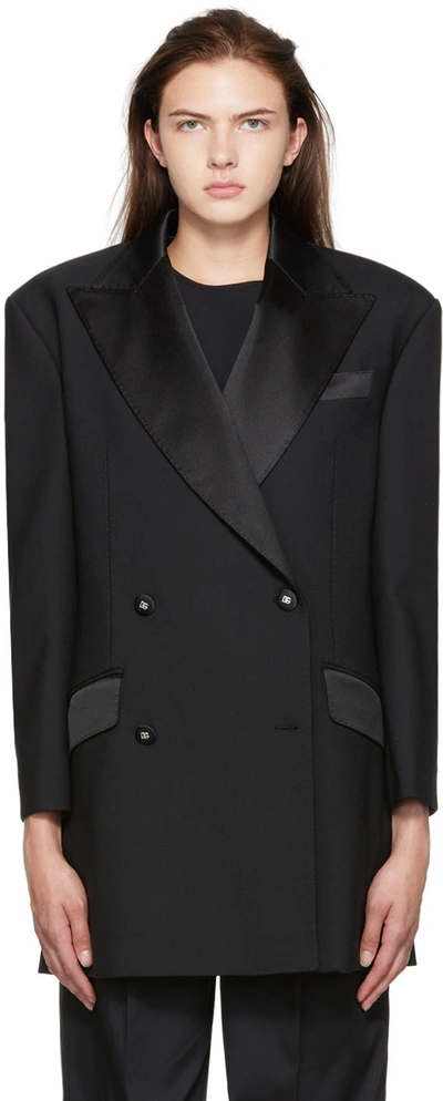 Dolce & Gabbana Black Double-breasted Blazer In N0000 Nero
