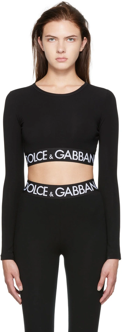 Dolce & Gabbana Black Cotton Long Sleeve T-shirt In Nero