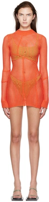 Danielle Guizio Ssense Exclusive Orange Minidress In Orange