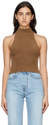 Arch The Brown Sleeveless Turtleneck In Camel