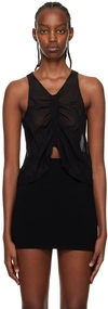 Dion Lee Black Shirred Tank Top In Black