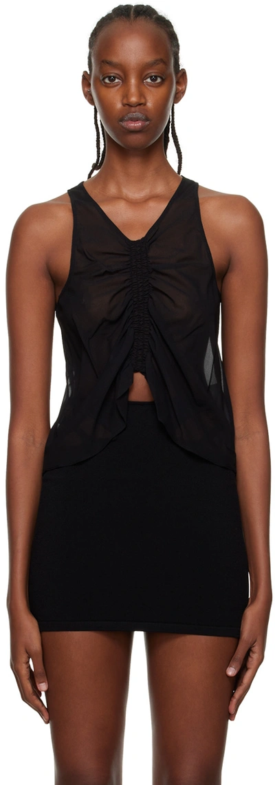 Dion Lee Black Shirred Tank Top