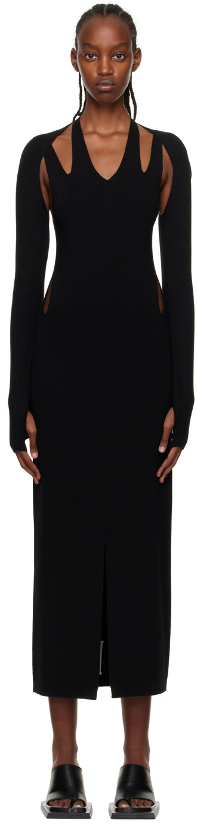 Dion Lee Black Plaited Midi Dress In Black/black