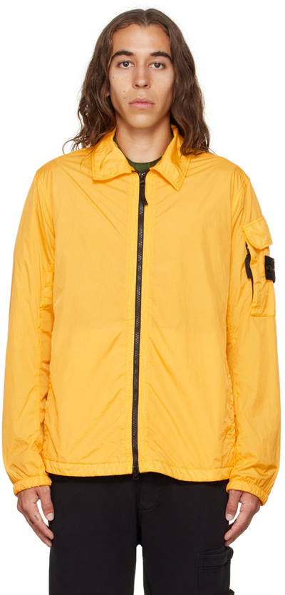 Stone Island Yellow Garment Dyed Crinkle Reps R-ny Jacket In