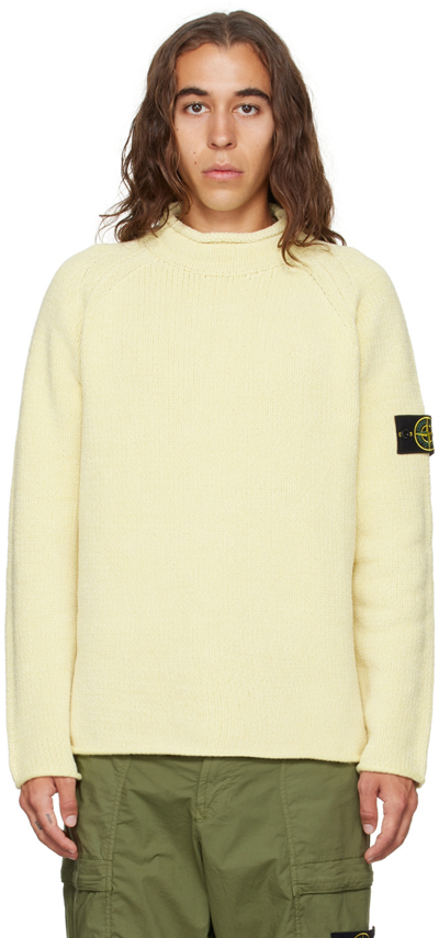 Stone Island Yellow Chenille Sweater In V0035 Butter