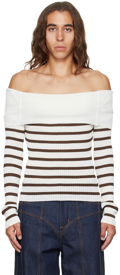 Jean Paul Gaultier White Sailor Top In 0160-white-brown