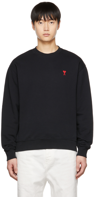 Ami Alexandre Mattiussi Ami De Coeur Logo-embroidered Pullover Sweatshirt In Black