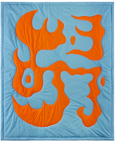 Claire Duport Blue & Orange Large Form I Blanket In Light Blue, Orange