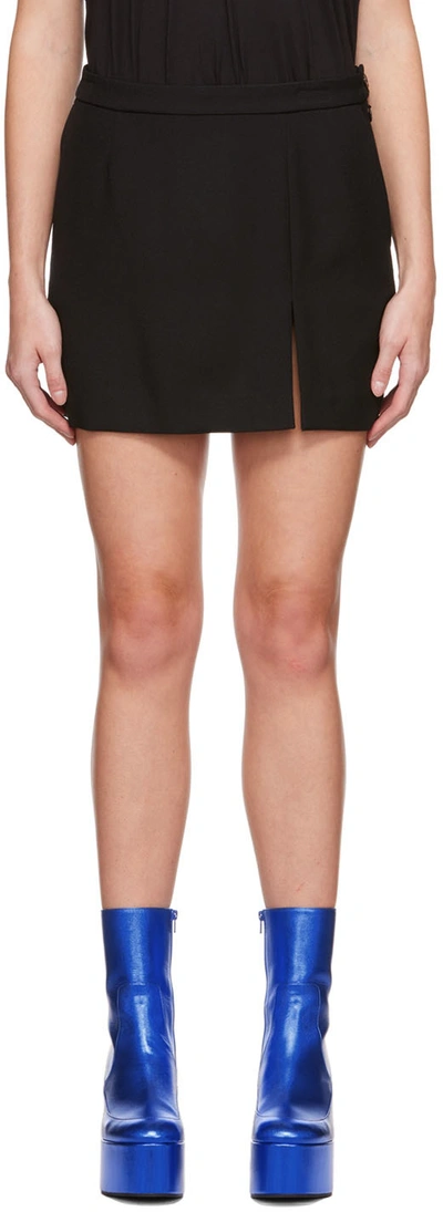 Dries Van Noten Black Slit Miniskirt In Dessin C