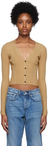 Rag & Bone Carrie Rib-knit Cropped Cardigan In Khaki