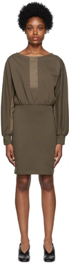 3.1 Phillip Lim Khaki Gathered Minidress In Ar301 Army