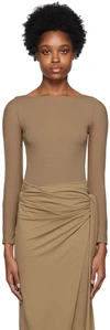 WOLFORD BROWN 'THE BACK-CUT-OUT' BODYSUIT