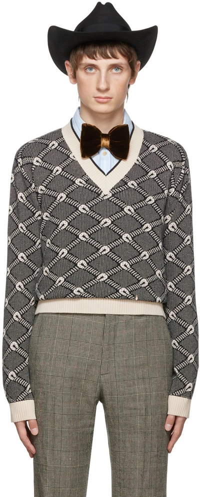 Gucci Slim-fit Jacquard-knit Cotton And Cashmere-blend Jumper In Black