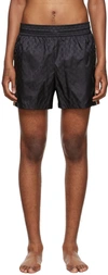 Gucci Cotton And Silk Bermuda Shorts With Allover Gg Logo In 1000 Black