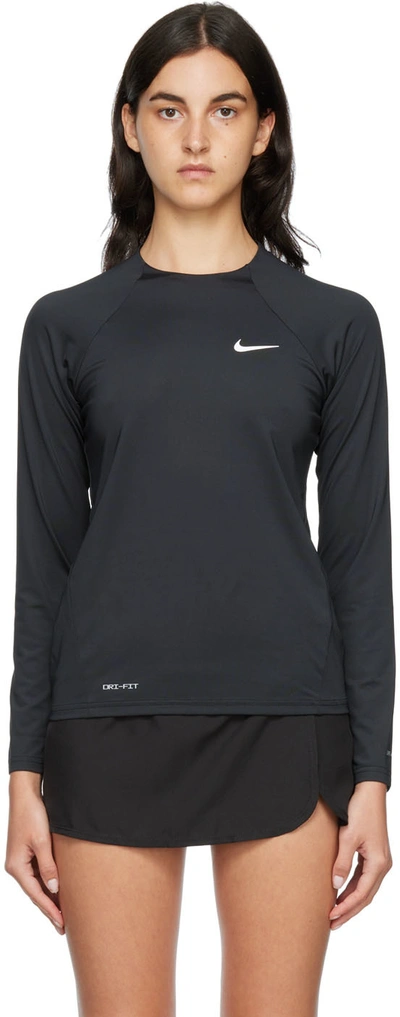 Nike Women's Essential Long-sleeve Hydroguard Swim Shirt In Black