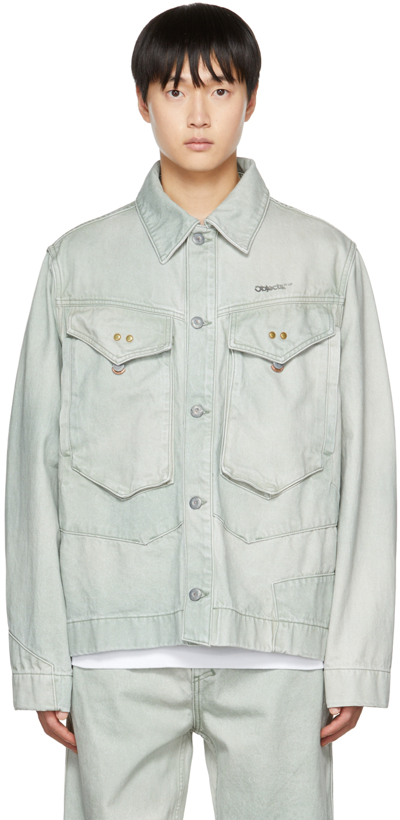 Objects Iv Life Khaki Paneled Denim Jacket In Green