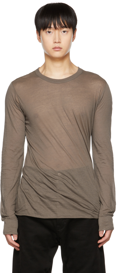 Rick Owens Taupe Basic Long Sleeve T-shirt In Braun
