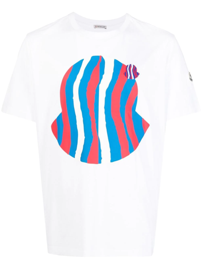 Moncler Logo-print Cotton-jersey T-shirt In White