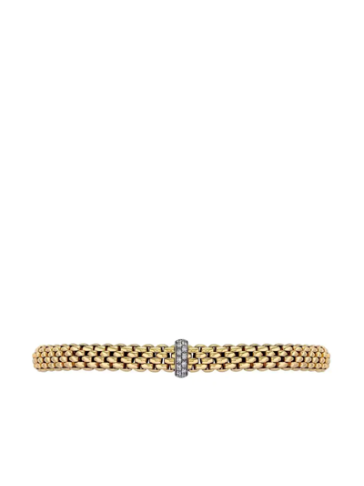 Fope 18kt Yellow Gold Flexible White Diamond Bracelet