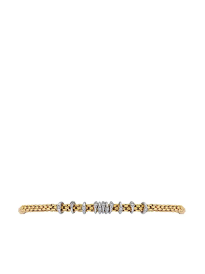 Fope 18kt Yellow And White Gold Flexible White Diamond Bracelet
