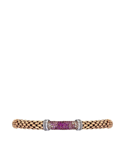 Fope 18kt Rose And White Gold Flexible Pink Sapphire And Diamond Bracelet