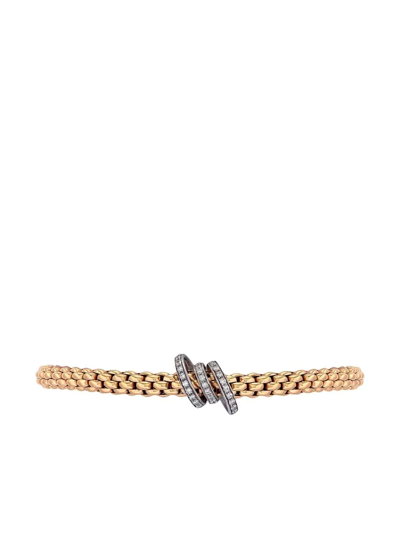 Fope 18kt Rose And White Gold Flexible Pavé Set Diamond Bracelet In Rose Gold-tone