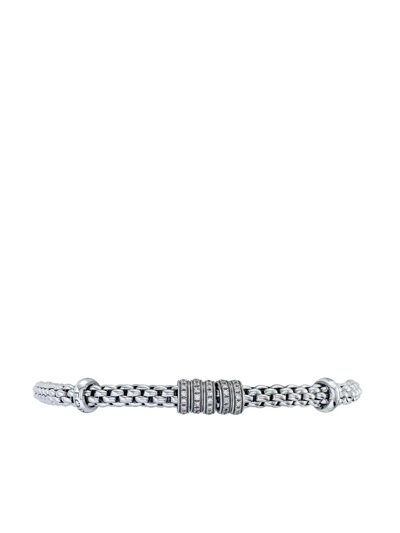 Fope 18kt White Gold Flexible Pavé Set Diamond Bracelet In Silver