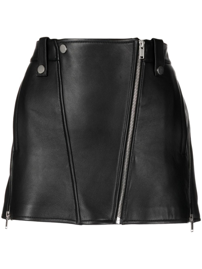 Dion Lee Biker Leather Mini Skirt In Black