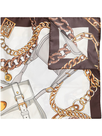 Mulberry Chain-print Silk Scarf In White