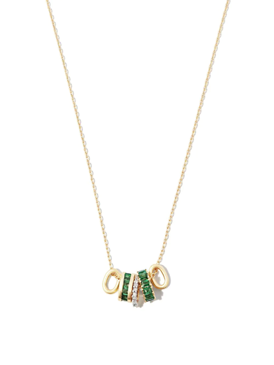 Adina Reyter 14k Yellow Gold Rager Emerald Diamond Pendant Necklace