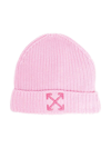 Off-white Girls Pink Cotton-knit Arrow Beanie Hat In Pink