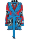 Alanui Intarsia-knit Belted-waist Cardigan In Red