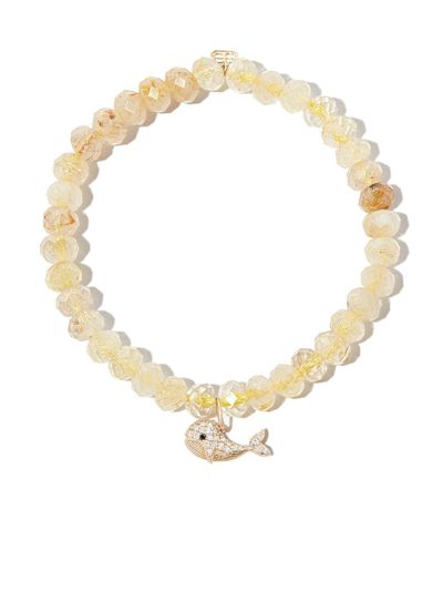 Sydney Evan 14k Yellow Gold Whale Quartz Diamond Beaded Bracelet