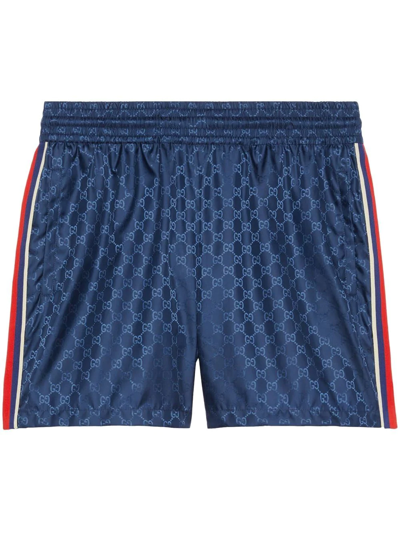 Gucci Gg-jacquard Elasticated Swim Shorts In Blue ModeSens