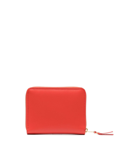 Comme Des Garçons Zip-up Leather Wallet In Red