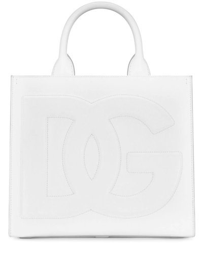 Dolce & Gabbana Tote Bag With Embossed Logo In White